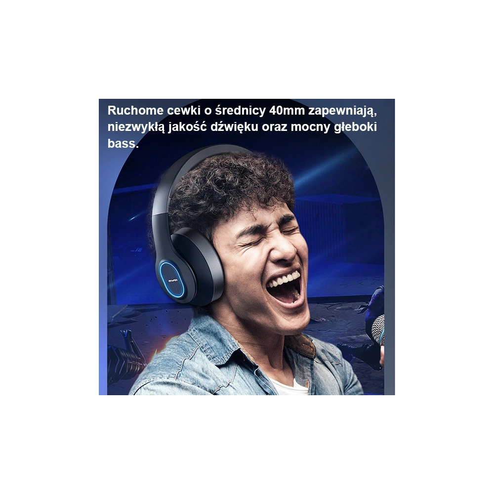Hurtownia GSM - Sluchátka na uši AWEI Bluetooth A100BL černé - AWEI126 - {ean13} - Hurt