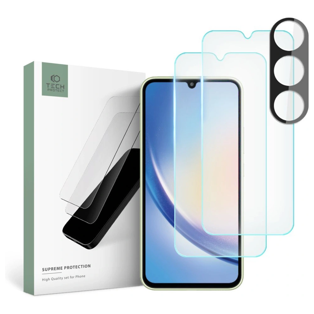 Hurtownia GSM - Edzett üveg + fényképezőgép lencsékhez Tech-Protect Supreme Set Samsung Galaxy A34 5G Clear [2+1 PACK] - THP1753 - {ean13} - Hurt