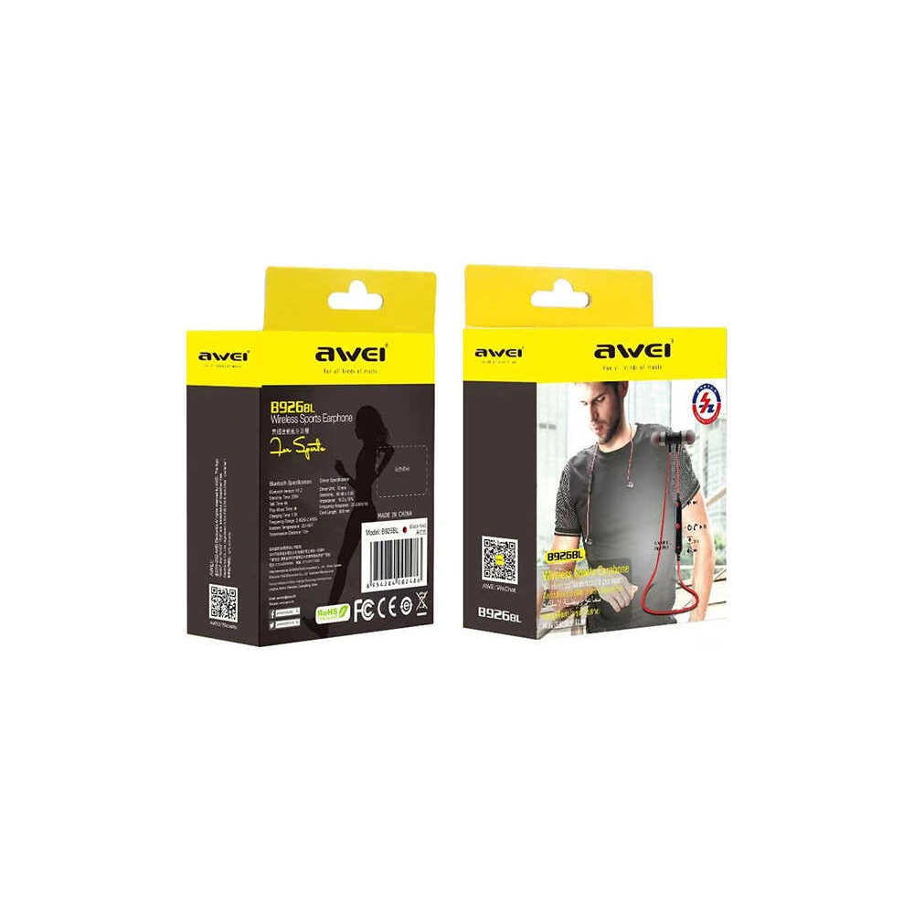 Hurtownia GSM - Căști sport AWEI Bluetooth B926BL magnetice negre - AWEI128 - {ean13} - Hurt
