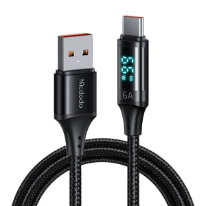 Mcdodo CA-1080 USB-A/USB-C with display Cable, 66W, 6A, 1.2m (black)