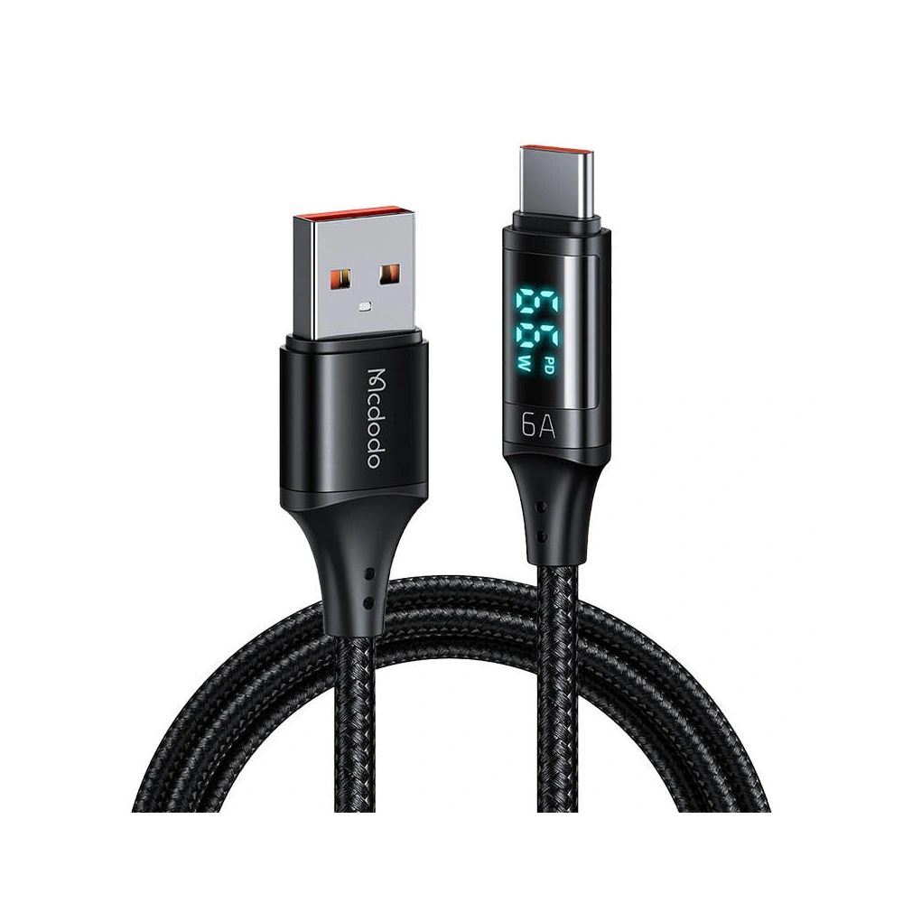 Wholesale Mcdodo CA-1080 USB-A/USB-C with display Cable, 66W, 6A, 1.2m (black) - MDD82 - {ean13} - Hurt