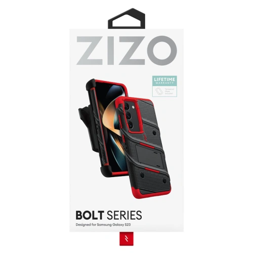 Etui ZIZO BOLT Series Samsung Galaxy S23 + szkło (czarny/czerwony)