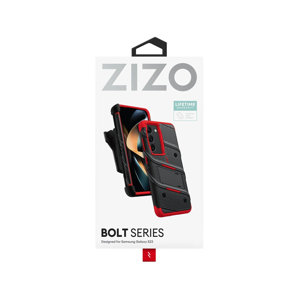 Hurtownia GSM - Etui ZIZO BOLT Series Samsung Galaxy S23 + sklo (černá/červená) - ZIZ118 - {ean13} - Hurt