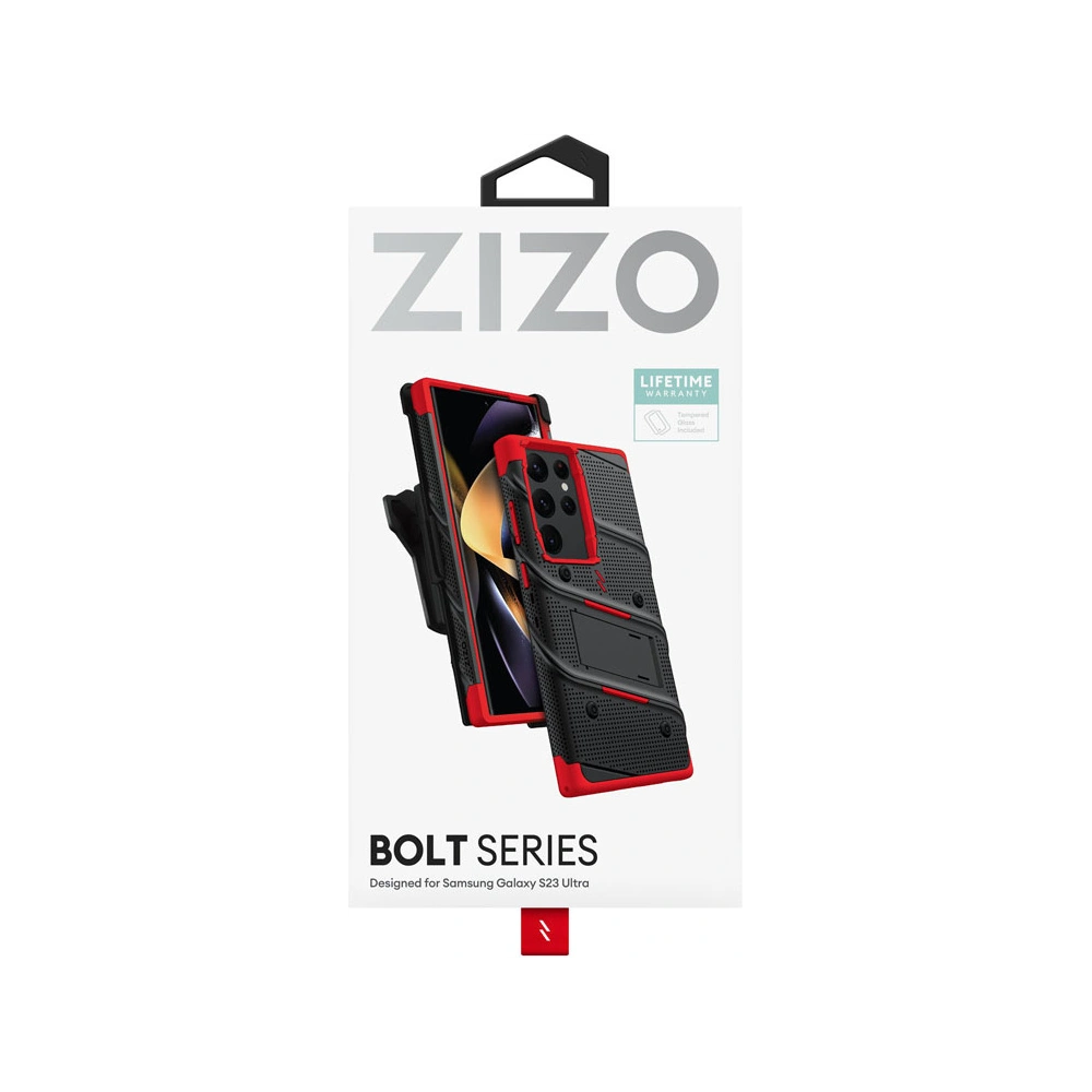 Hurtownia GSM - Etui ZIZO BOLT Series Samsung Galaxy S23 Ultra + üveg (fekete/piros) - ZIZ120 - {ean13} - Hurt