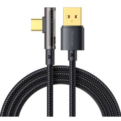 Mcdodo Distributor - 6921002633819 - MDD98 - Mcdodo Prism CA-3381 USB-A/USB-C Angle Cable 6A, 1.8m (black) - B2B homescreen