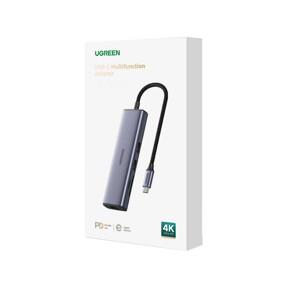 Hurtownia GSM - HUB UGREEN USB-C/2x USB 3.0 + HDMI + RJ45 + SD/TF - UGR1472 - {ean13} - Hurt