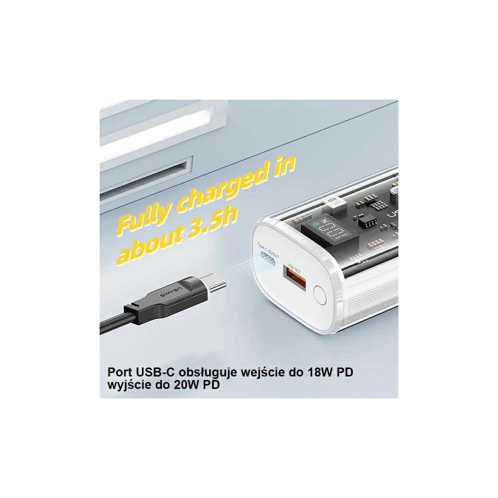 Hurtownia GSM - Powerbank USAMS 9000mAh PD 20W QC3.0+PD Dual-Port Fast Charge weiß/white (US-CD189) - USA913 - {ean13} - Hurt