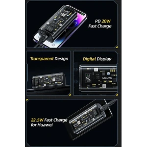 Powerbank USAMS 9000mAh PD 20W QC3.0+PD Dual-Port Fast Charge czarny/black (US-CD189)