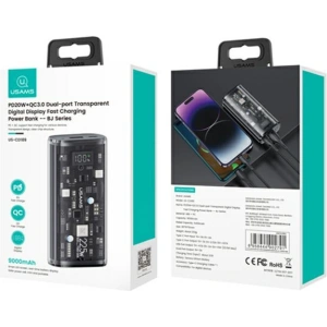 Powerbank USAMS 9000mAh PD 20W QC3.0+PD Dual-Port Fast Charge czarny/black (US-CD189)