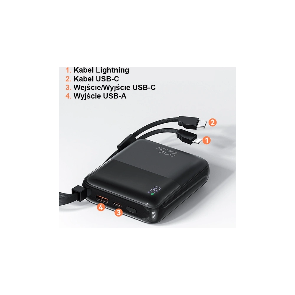Hurtownia GSM - Powerbanka USAMS PB69 10000mAh 22.5W QC3.0+PD rychlé nabíjení digitální displej černá/black (US-CD186) - USA915 - {ean13} - Hurt