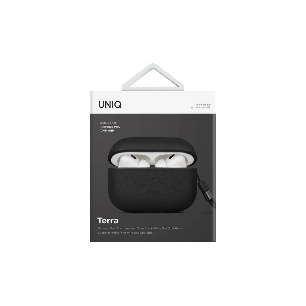 Hurtownia GSM - Etui UNIQ Terra Apple AirPods Pro 2 din piele autentică negru/dallas black - UNIQ868 - {ean13} - Hurt