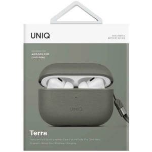 Etui UNIQ Terra Apple AirPods Pro 2 echtes Leder grün/lichen green