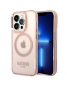 Etui Guess GUHMP14XHTCMP Apple iPhone 14 Pro Max rózsaszín/pink kemény hátlap Aranykeretes Áttetsző MagSafe