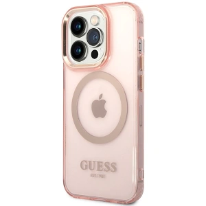 Etui Guess GUHMP14XHTCMP Apple iPhone 14 Pro Max różowy/pink hard case Gold Outline Translucent MagSafe