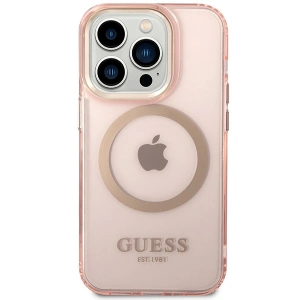 Etui Guess GUHMP14XHTCMP Apple iPhone 14 Pro Max różowy/pink hard case Gold Outline Translucent MagSafe