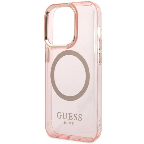 Etui Guess GUHMP14XHTCMP Apple iPhone 14 Pro Max różowy/pink hard case Gold Outline Translucent MagSafe