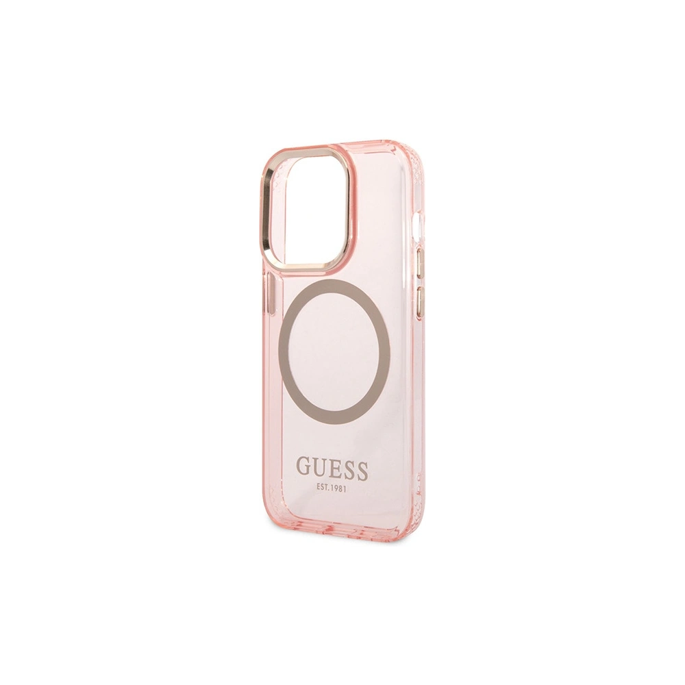 Hurtownia GSM - Etui Guess GUHMP14XHTCMP Apple iPhone 14 Pro Max rózsaszín/pink kemény hátlap Aranykeretes Áttetsző MagSafe - GUE2429 - {ean13} - Hurt