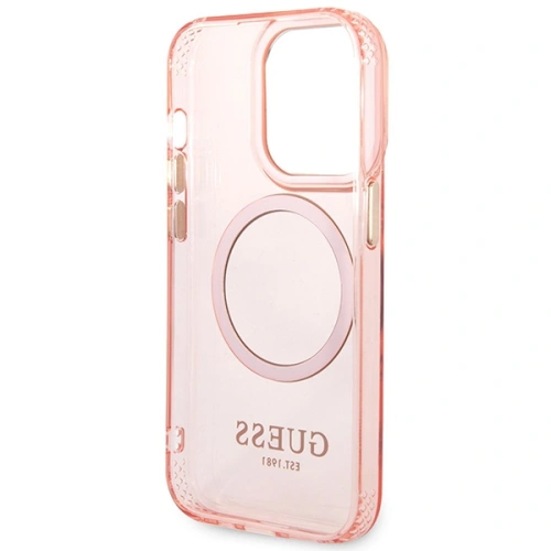 Etui Guess GUHMP14XHTCMP Apple iPhone 14 Pro Max różowy/pink hard case Gold Outline Translucent MagSafe