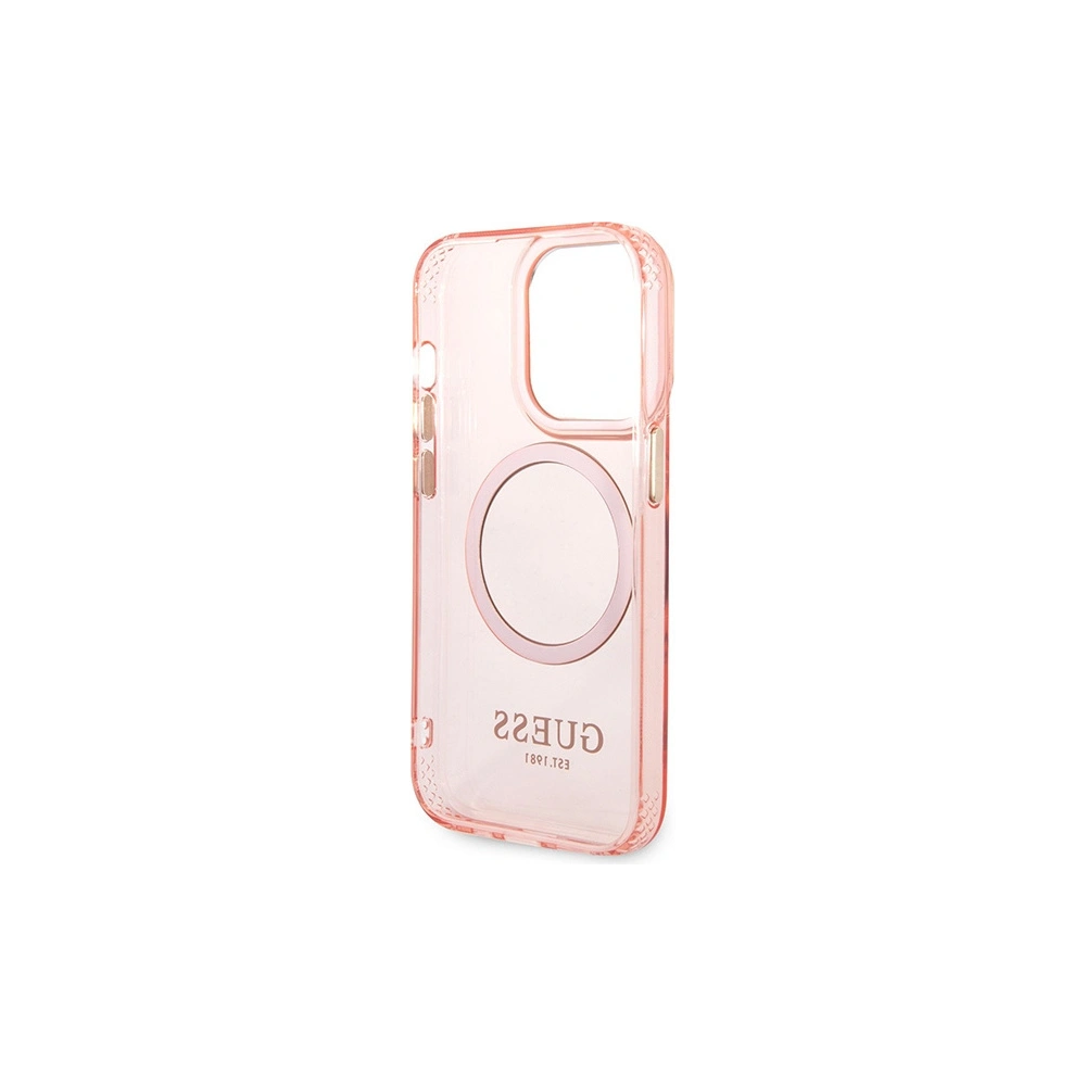Hurtownia GSM - Etui Guess GUHMP14XHTCMP Apple iPhone 14 Pro Max rózsaszín/pink kemény hátlap Aranykeretes Áttetsző MagSafe - GUE2429 - {ean13} - Hurt