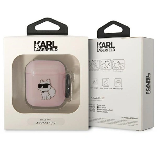 Etui Karl Lagerfeld KLA2HNCHTCP Apple AirPods 2/1 różowy/pink Ikonik Choupette