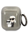 Etui Karl Lagerfeld KLA2HNKCTGK Apple AirPods 2/1 fekete Gliter Karl&Choupette