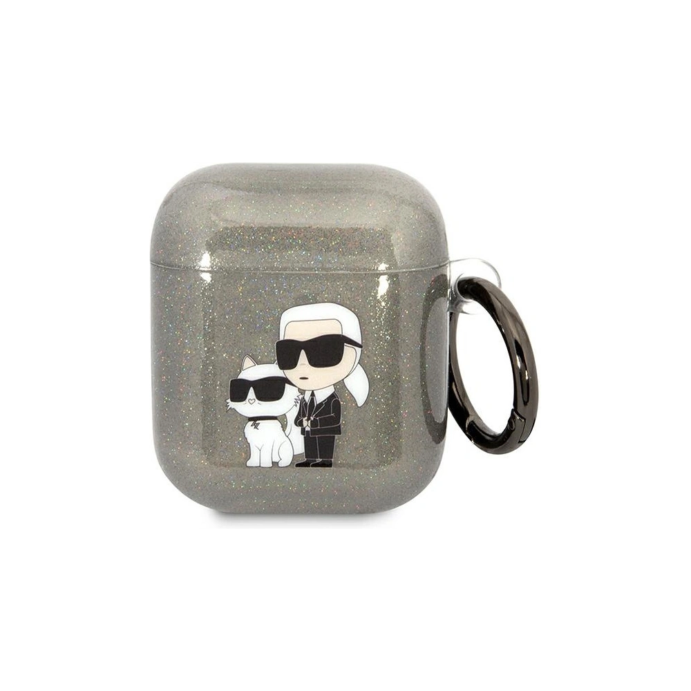 Hurtownia GSM - Karl Lagerfeld Apple Case KLA2HNKCTGK AirPods 2/1 schwarz/schwarz Gliter Karl&Choupette - KLD1502 - {ean13} - Hurt