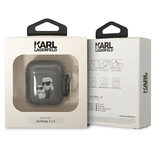 Etui Karl Lagerfeld KLA2HNKCTGK Apple AirPods 2/1 czarny/black Gliter Karl&Choupette