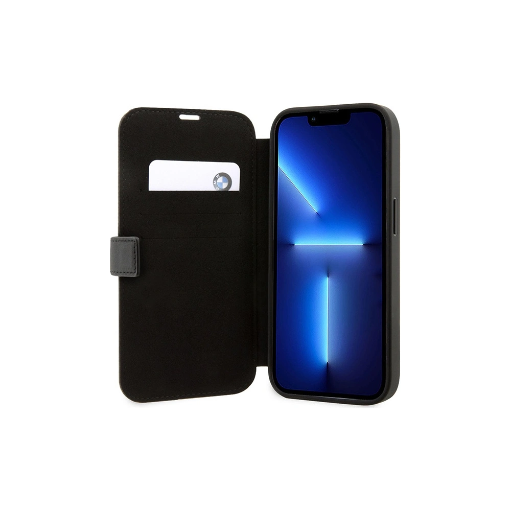 Hurtownia GSM - Etui BMW BMBKP14X22RDPK Apple iPhone 14 Pro Max fekete/black könyvtok Bőr Textúrázott&Sávos - BMW349 - {ean13} - Hurt