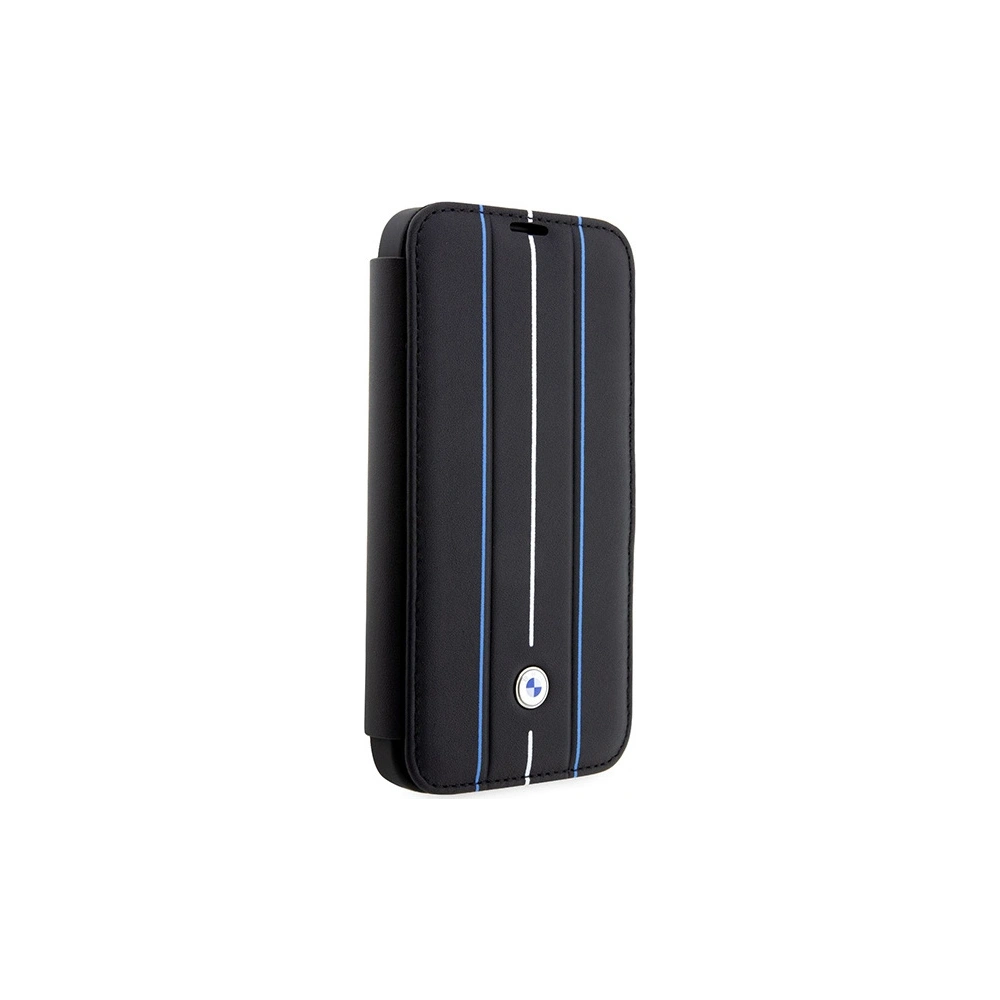 Hurtownia GSM - Etui BMW BMBKP14X22RVSK Apple iPhone 14 Pro Max fekete/black könyvtok Bőr Bélyeg Kék Csíkok - BMW350 - {ean13} - Hurt