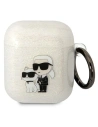 Etui Karl Lagerfeld KLA2HNKCTGT Apple AirPods 2/1 průhledné Gliter Karl&Choupette