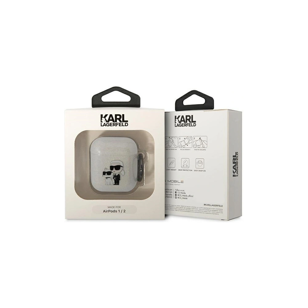 Wholesale Karl Lagerfeld KLA2HNKCTGT Apple AirPods 2/1 transparent Gliter Karl&Choupette - KLD1503 - {ean13} - Hurt
