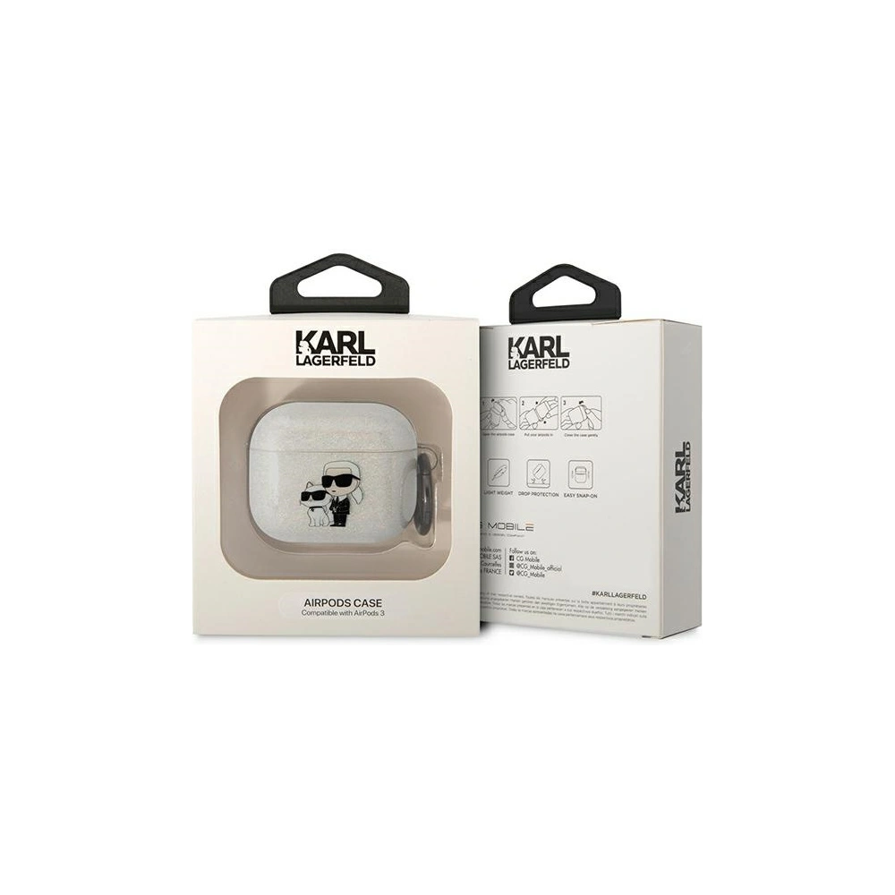 Wholesale Karl Lagerfeld KLA3HNKCTGT Apple AirPods 3 transparent Gliter Karl&Choupette - KLD1505 - {ean13} - Hurt