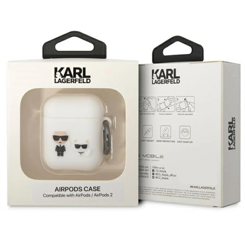 Etui Karl Lagerfeld KLACA2SILKCW Apple AirPods 2/1 biały/white Silicone Karl & Choupette