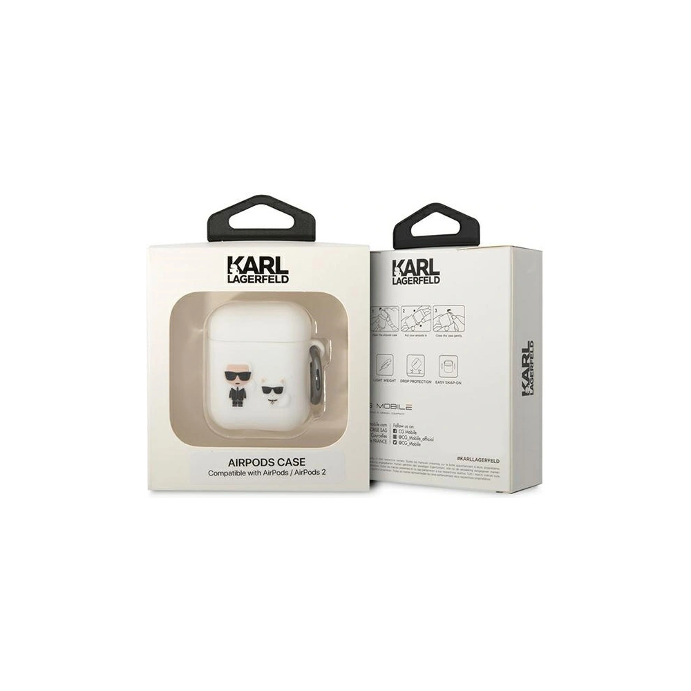 Hurtownia GSM - Etui Karl Lagerfeld KLACA2SILKCW Apple AirPods 2/1 bílý/white silikon Karl & Choupette - KLD1506 - {ean13} - Hurt