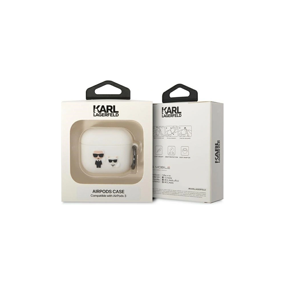 Wholesale Karl Lagerfeld KLACA3SILKCW Apple AirPods 3 white Silicone Karl & Choupette - KLD1507 - {ean13} - Hurt