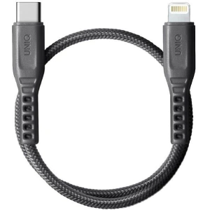 Kabel UNIQ Flex USB-C/Lightning 18W 30cm Nylon grau/anthrazit.