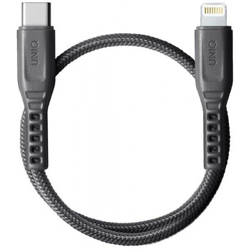 Uniq Distributor - 8886463671207 - UNIQ878 - UNIQ Flex USB-C/Lightning 18W 30cm Nylon cable charcoal grey - B2B homescreen