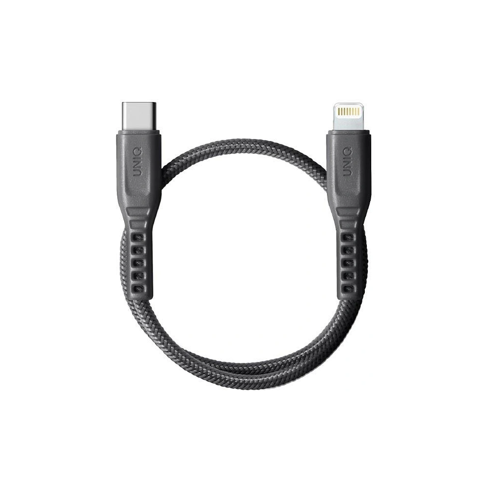 Hurtownia GSM - UNIQ Flex USB-C/Lightning 18W 30cm Nylon kábel szürke/antracit színben - UNIQ878 - {ean13} - Hurt