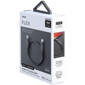 Kabel UNIQ Flex USB-C/Lightning 18W 30cm Nylon grau/anthrazit.