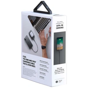 Kabel UNIQ Flex USB-C/Lightning 18W 30cm Nylon grau/anthrazit.