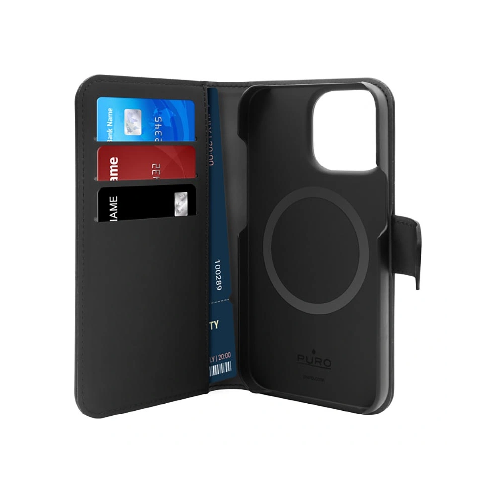 Hurtownia GSM - Etui PURO Wallet Odnímatelný 2v1 MagSafe Apple iPhone 14 Pro (černý) - PUR636 - {ean13} - Hurt