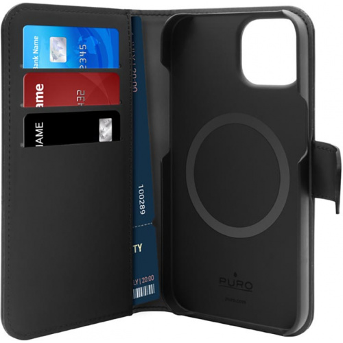 Puro Distributor - 8018417440397 - PUR637 - PURO Wallet Detachable 2in1 MagSafe Apple iPhone 14 Plus / 15 Plus (black) - B2B homescreen