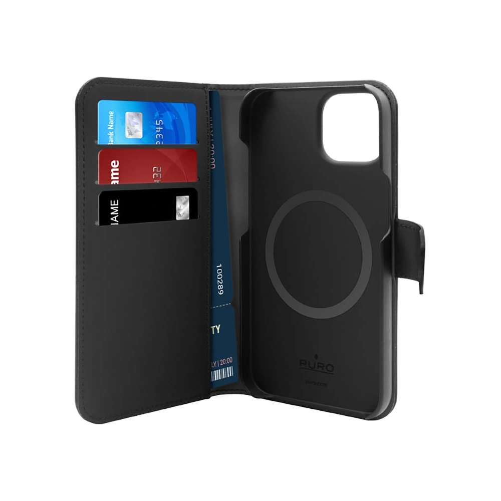 Hurtownia GSM - Etui PURO Wallet Detachable 2in1 MagSafe Apple iPhone 14 Plus / 15 Plus (schwarz) - PUR637 - {ean13} - Hurt