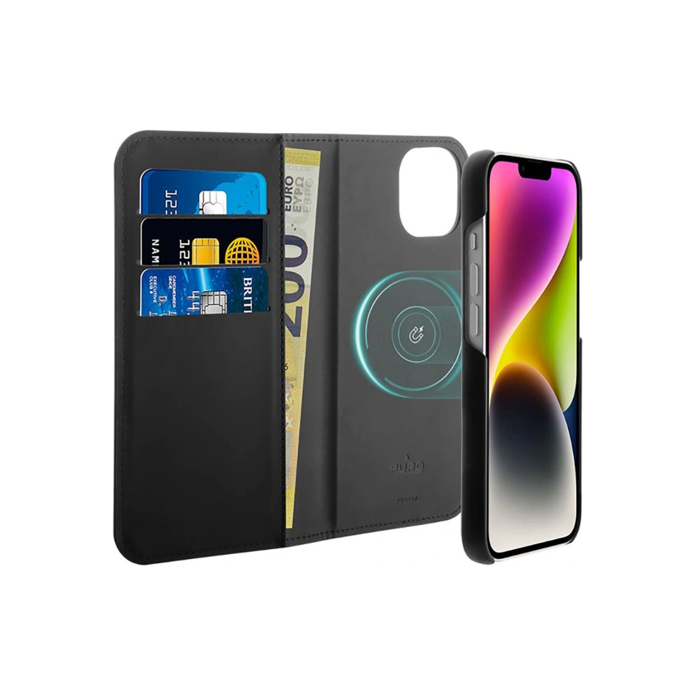 Hurtownia GSM - Etui PURO Wallet Detachable 2in1 MagSafe Apple iPhone 14 Plus / 15 Plus (schwarz) - PUR637 - {ean13} - Hurt