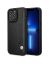 BMW BMHCP14L22RBDK Apple iPhone 14 Pro black hardcase Leather Blue Dots