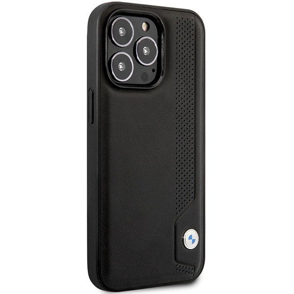 Kryt BMW BMHCP14L22RBDK Apple iPhone 14 Pro black hardcase Leather Blue Dots