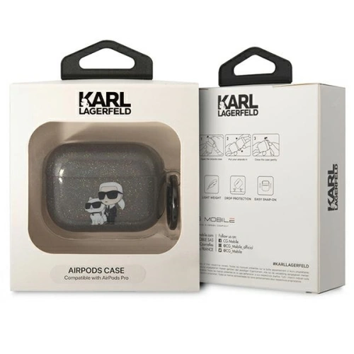 Etui Karl Lagerfeld KLAPHNKCTGK Apple AirPods Pro czarny/black Gliter Karl&Choupette