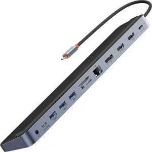 Hurtownia GSM - HUB Baseus EliteJoy Gen2 USB 12w1 z kablem USB-C 25cm USB-A/USB-C/DP/HDMI/SD/TF/RJ45/3,5mm jack/PD 100W szary - BSU3978 - {ean13} - Hurt