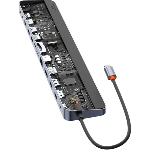 Hurtownia GSM - HUB Baseus EliteJoy Gen2 USB 12w1 USB-C 25cm USB-A/USB-C/DP/HDMI/SD/TF/RJ45/3,5mm jack/PD 100W szürke - BSU3978 - {ean13} - Hurt