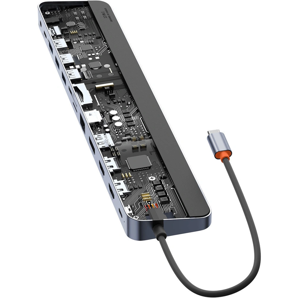 Hurtownia GSM - HUB Baseus EliteJoy Gen2 USB 12w1 USB-C 25cm USB-A/USB-C/DP/HDMI/SD/TF/RJ45/3,5mm jack/PD 100W szürke - BSU3978 - {ean13} - Hurt
